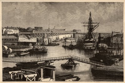 Brest - Den militære havn - Finistere - Bretagne - indgravering i "" PATRIE"" - PECTURESSE BESKRIVELSE AF FRANKRIG I 6 BIND AF LUCIEN HUARD - slutningen af ​​1800-tallet af Unknown artist