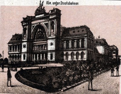 Budapest, Ungarn: udsigt over magyar kiralyi allavasutsk (banegården). i "" Verden illustrerer 168 visninger"" Udateret (slutningen af det 19. århundrede) af Unknown artist