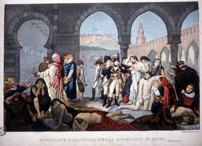 Kampagne (Ekspedition) af Egypten (1798-1801): Napoleon besøger Jaffa pestiferes i Egypten, omkring 1800. af Unknown artist