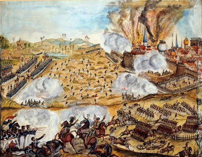 Ruslands kampagne: "" Udsigt over mit slag ved Smolensk, natten den 17/08/1812"" Akvarel af det 19. århundredes Paris, Armee Museum af Unknown artist