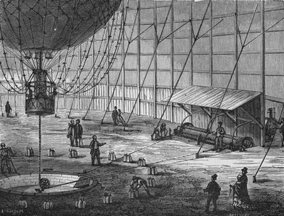 Fangeballon bygget af Henry Giffard i Tuileriehaven i 1878. I "Album de la Science" ", Éditions Jouvet af Unknown artist