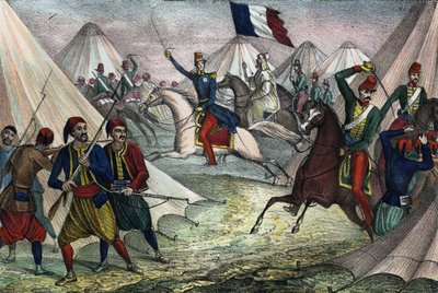 Tilfangetagelse af Smalla af Abd-el-Kader i Algeriet den 16. maj 1843 af hertugen af Aumale. I "" Storia d