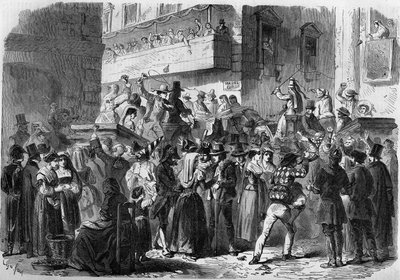 Karneval i Rom baseret på en tegning af Gierdziejewskiego i 1858. af Unknown artist