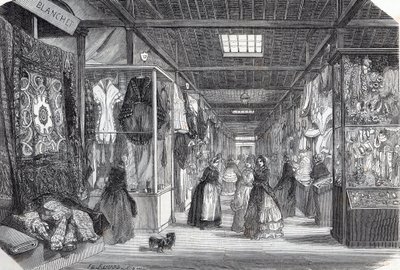Carre du Palais Royal (Palais-Royal) i Paris i det 19. århundrede - Indgravering i "" Tableau-de-Paris"" af Edmond Texier 1852 af Unknown artist