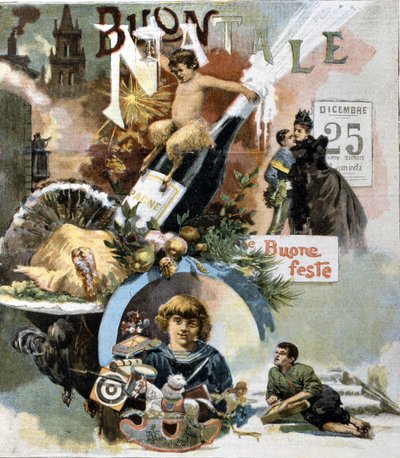 Italiensk lykønskningskort til jul. 1893. af Unknown artist