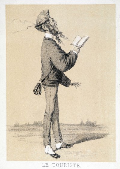 Tegnefilm af en engelsk turist omkring 1866. af Unknown artist