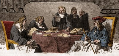 Censur i 1700-tallet: Under det gamle regime kaldes tjenesten "Black Cabinet", som er ansvarlig for at undersøge privat korrespondance af sikkerhedsmæssige årsager. Indgravering af det 19. århundrede. af Unknown artist