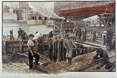 Konstruktion af Alexandre III-broen - i "" Le petit journal"" 05/1899 af Unknown artist