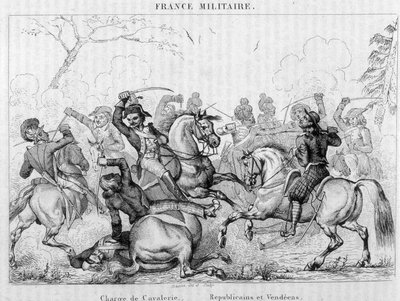 Anklager for kavaleri - Republikanere og Vendéens. af Unknown artist