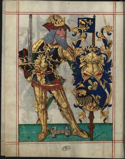 Charlemagne (742-814) - Karl den Store (Fra Book of Ameiro-Mor) af Anonymous af Unknown artist