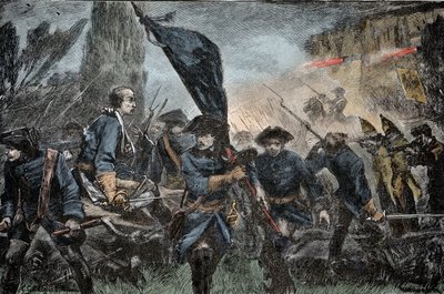 Karl XII af Sverige i kamp - Store Nordkrig (1700-1721): Kong Karl XII (Carl) af Sverige (1682-1728) i slaget ved Poltava (Pultawa, Ukraine), i 1709 mod Peter I af Ruslands våben , kaldet den Store (1672-1725) af Unknown artist