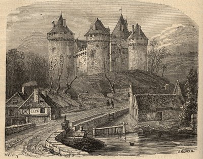 Chateau de Combourg - Ille-et-Vilaine Bretagne - indgravering i "" PATRIE" - PECTUREQUIREQUE BESKRIVELSE AF FRANKRIG I 6 BINDE AF LUCIEN HUARD - slutningen af ​​det 19. århundrede af Unknown artist