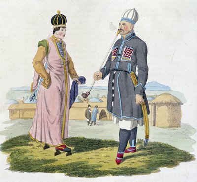 Cherkess mand og kvinde (Kaukasus) af Unknown artist