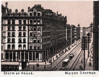 Chicago, USA: udsigt over Sherman House. i "" Verden illustrerer 168 visninger"" Udateret (slutningen af det 19. århundrede) af Unknown artist