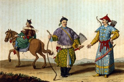 Kinesiske militærmandariner af forskellige epoker - i” Le costume ancien et moderne””” af J. Ferrario, red. Milano af Unknown artist