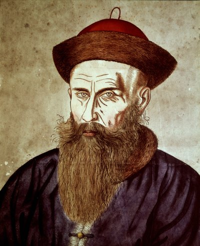 Kinesisk portræt af Johann Adam Schall von Bell (1592 - 1666), en tysk jesuitermissionær, der ledede det astronomiske observatorium i Beijing. af Unknown artist