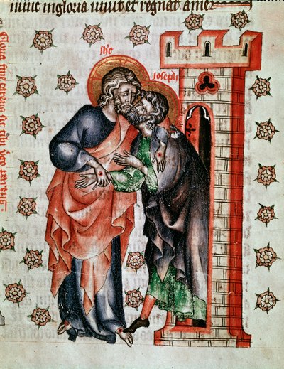 Kristus farvel (Jesus Kristus og Josefs farvel) Miniature malet i "The Passion of the Abbess Cunegonde"" af Unknown artist