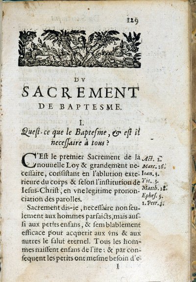 Kristen religion: inderste side af bogen "Den store katekismus". Værk af Pierre Canisius (1600-tallet) af Unknown artist