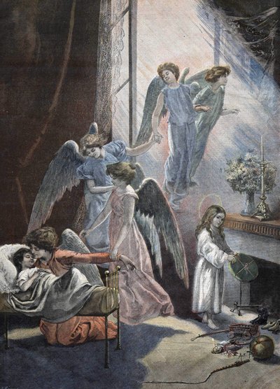 Christmas Dreaming Child Gravering 1800-tallet af Unknown artist