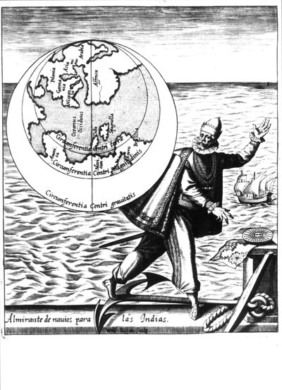 Christopher Columbus - i "Nova Tipus Transacto Navigatio Novi Orbi" af Philoponus Honorius af Unknown artist