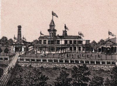 Cincinnati, USA: udsigt over Highland House. i "" Verden illustrerer 168 visninger"" Udateret (slutningen af det 19. århundrede) af Unknown artist