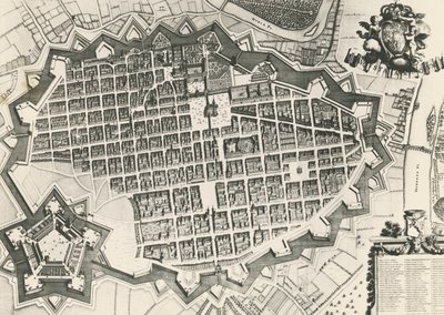 Bykort over Torino med dens citadel af Unknown artist