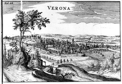 Bykort over Verona 16. af Unknown artist