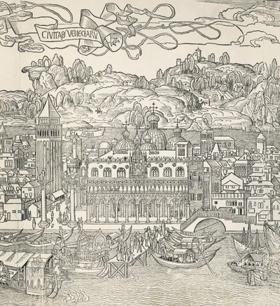 Byen Venedig, Italien, gravering af Unknown artist