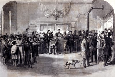 Borgerkrig (1861 - 1865), amerikansk borgerkrig. Værnepligtsfrie ribben foran fritagelseskontorerne. New York. af Unknown artist