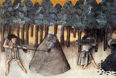 Kulminedrift, Miniature taget fra De natura rerum, af Thomas de Cantimpre (1201-1272) Granada fra det 13. århundrede. Universitetsbiblioteket af Unknown artist