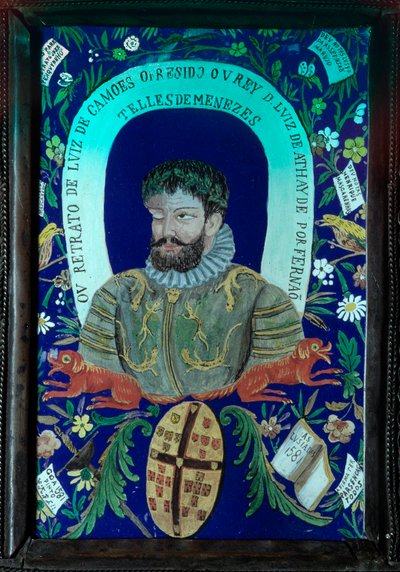 Digtsamling af den portugisiske digter Luis Vaz de Camoes (1525-1580) dekorerer portrætter. 16. århundrede. Lissabon, Nationalmuseet for antik kunst af Unknown artist