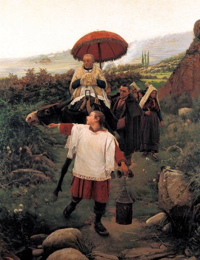 "" Kombiner i bjerget "" Religious Cortege i et bjerg. Maleri af Mariano VAYREDA VILA (1853-1903). Spanien, Olot. Garrotxa Regional Museum. af Unknown artist