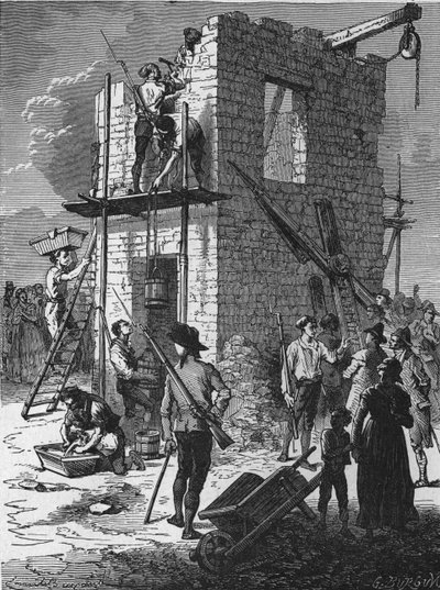 Opførelse af en telegrafstation i 1793. af Unknown artist