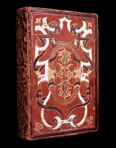 Kopi af Bibelen på latin tilhørende John Grolier de Servieres (1479-1565), tresorier og bibliofil, til det røde maroquinbind (Bibel med Grolier bogbind) Chantilly musee Conde af Unknown artist