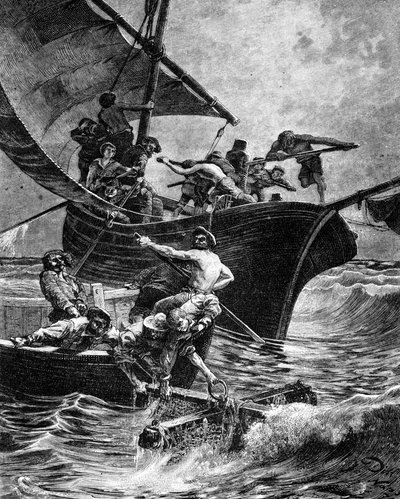 Koralfiskeri ved hjælp af redskaberne. af Unknown artist