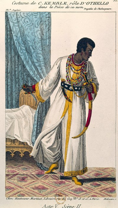 Kostume af komikeren Charles Kemble (1775-1854) i rollen som Othello i stykket af samme navn af William Shakespeare (1564-1616) 1800-tallets Paris. B N af Unknown artist