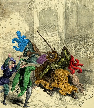 Grev Gabriel de Montgomery sårede kong Henrik II dødeligt under en turnering den 30. juni af Unknown artist