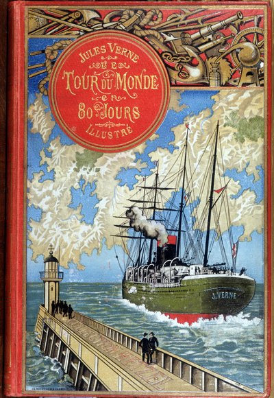 Cover ""Around the World in 80 Days"" af Jules Verne, red. Hetzel af Unknown artist