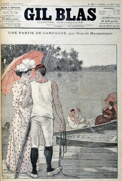 Cover af "" Gil Blas"" illustrerer "" A part of the Campaign""" af Guy de Maupassant. 14/08/1892. af Unknown artist