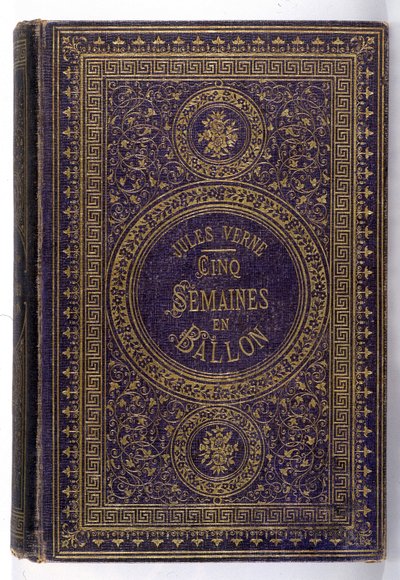 Omslag til bogen "Fem uger en ballon", roman af Jules Verne af Unknown artist