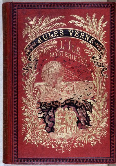 Omslag til bogen "Den mystiske ø" af Jules Verne. af Unknown artist