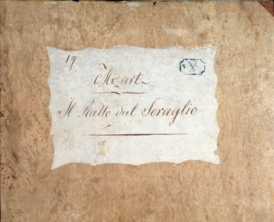 Cover af partituret til Bortførelsen fra Seraglio, opera af Mozart, Lichtenthal-version (1838) af Unknown artist