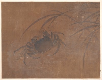 Crabs and Reeds (albumblad; blæk og farve på silke) af Unknown Artist