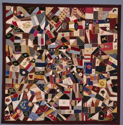 "Crazy" quilt, ca. 1885 (silke og fløjl) af Unknown artist