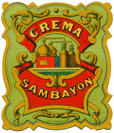 Crema Sambayon alkoholreklame (kromolitografi, slutningen af det 19. århundrede) af Unknown artist