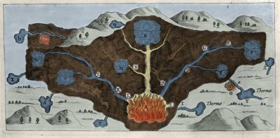 Tværsnit af jordskorpen giver Athanasius Kircher mulighed for at demonstrere oprindelsen af de termiske kilder - 1600-tallet af Unknown artist