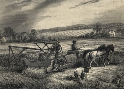 Cyrus McCormicks høstmaskine fra 1831, udstillet på Crystal Palace-udstillingen i 1851. af Unknown artist