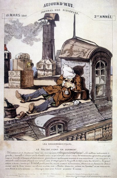Daguerreopipers eller Talent kommer i søvn. Ironisk artikel mod det nye fotograferhverv. I "" Today, journal of ridicules"", den 15/03/1840. af Unknown artist