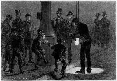 Death by Electricite: Elektrisering med elektriske efterklang på Place du Carrousel i Paris. Indgravering i "" Nature: gennemgang af videnskaberne og deres anvendelser på kunst og industri "" af 19. januar 1889. af Unknown artist