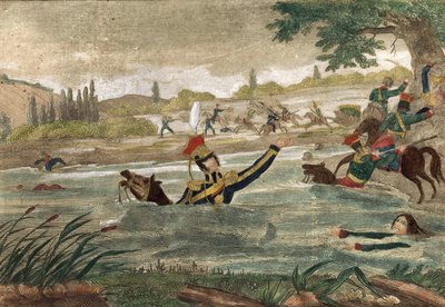 Prins Joseph (Jozef) Antoni Poniatowskis (født 1763) død ved ålens passage i 1813, tidens gravering af Unknown artist